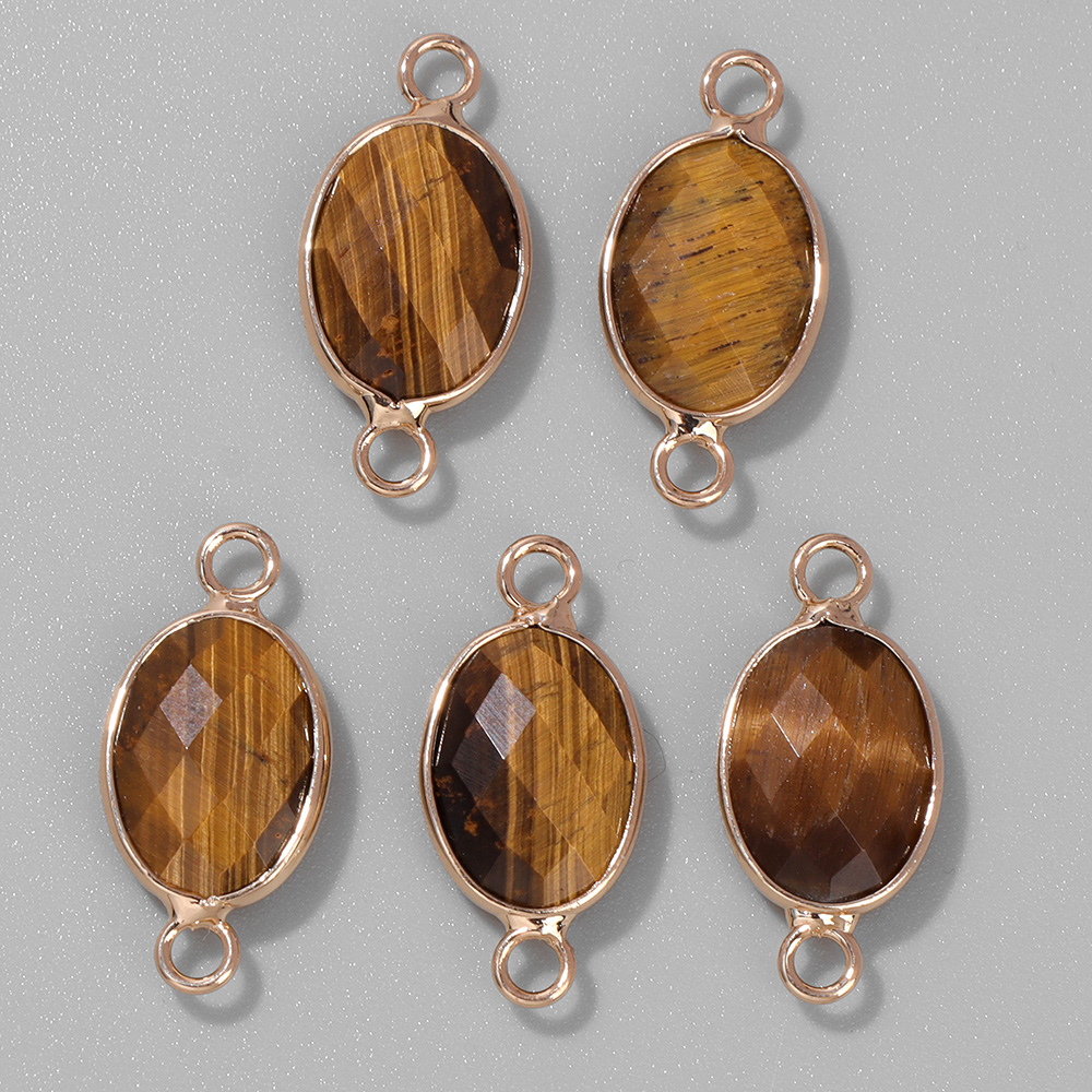Vintage Fashion Theme - 3Pcs Faceted Natural Stone Pendants Tiger