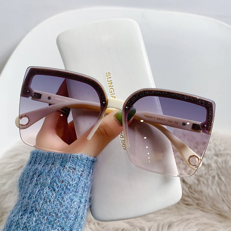 Vintage Fashion Images - Oversized Sunglasses Man Woman Fashion Rimless