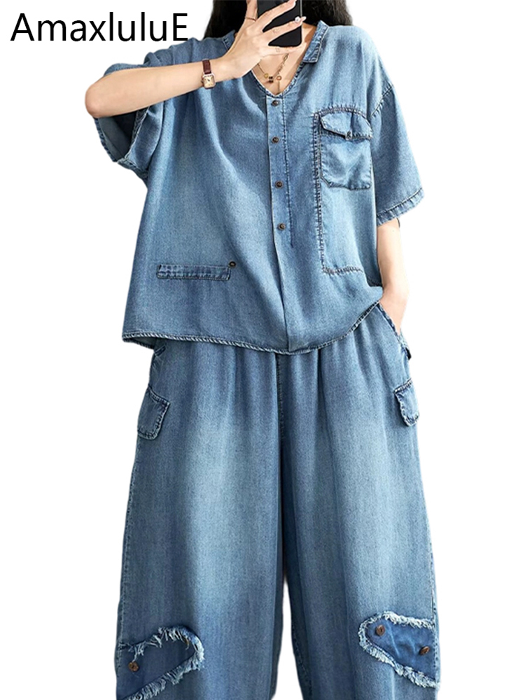 Vintage Fashion Jeans - Amax LuluE 2026 Summer Females Korean