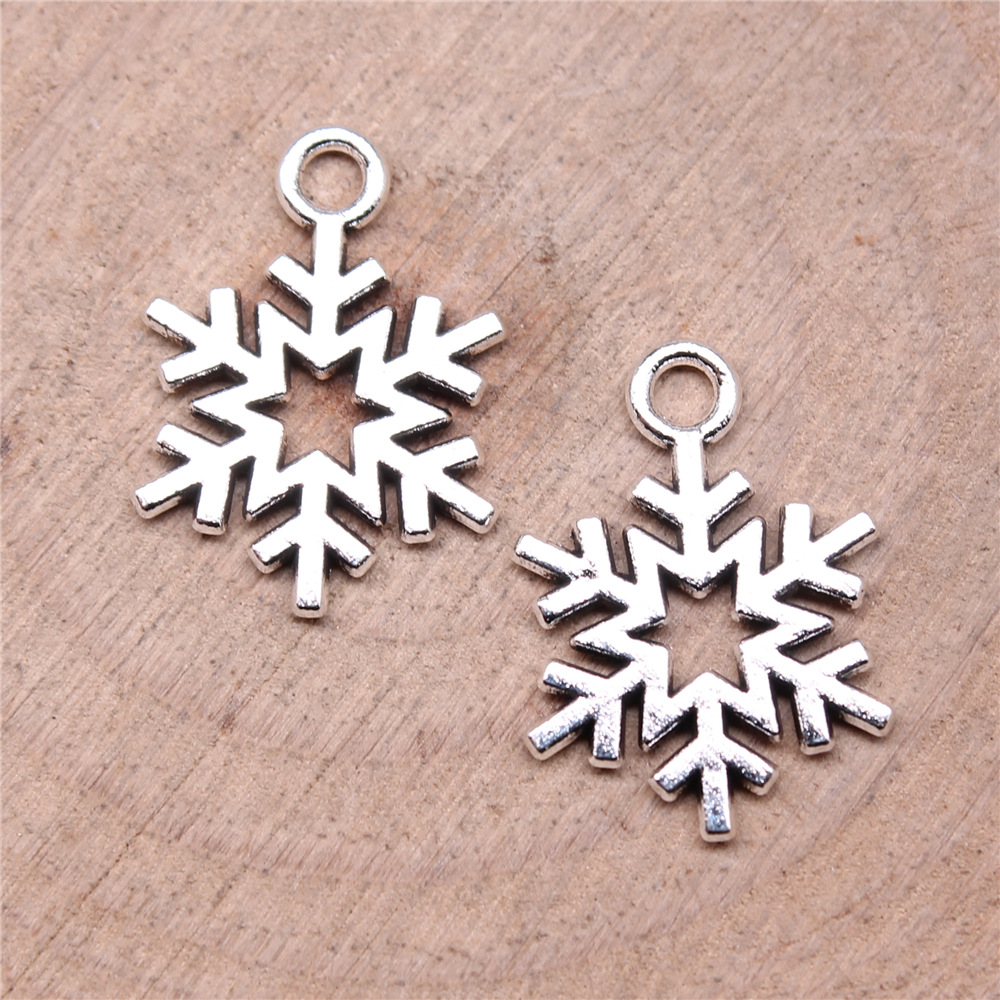 Vintage Fashion Theme - 40pcs 19x14mm(0.75x0.55inch) Antique Silver Color Snowflake