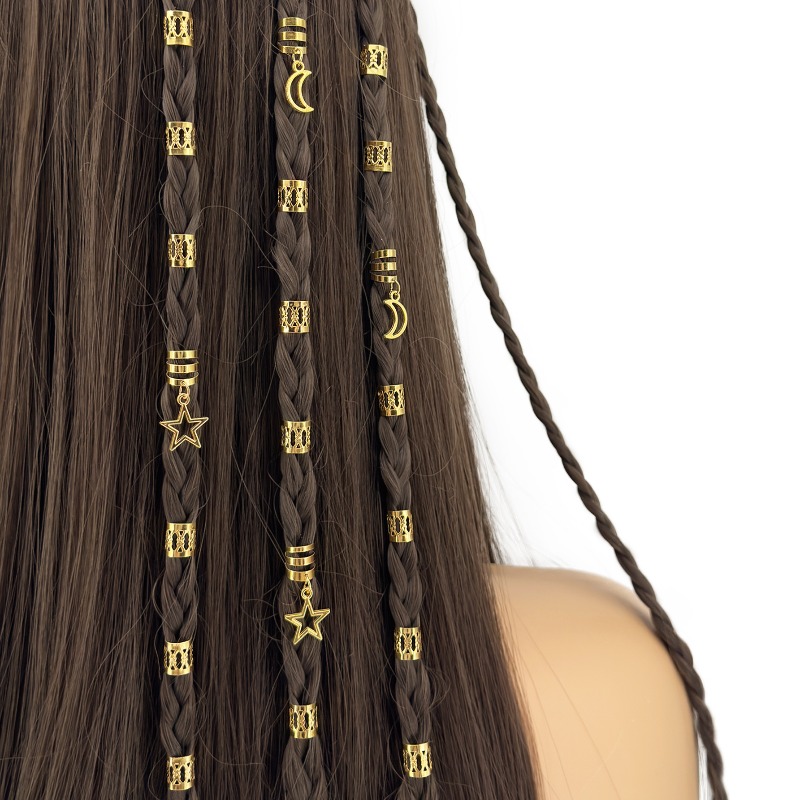 Vintage Fashion Rings - 44Pcs Gold Metal Star Moon Hair