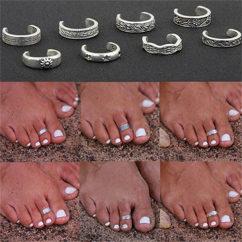 Vintage Fashion Rings - 8pcs/Set Toe Joint Retro Ring Totem