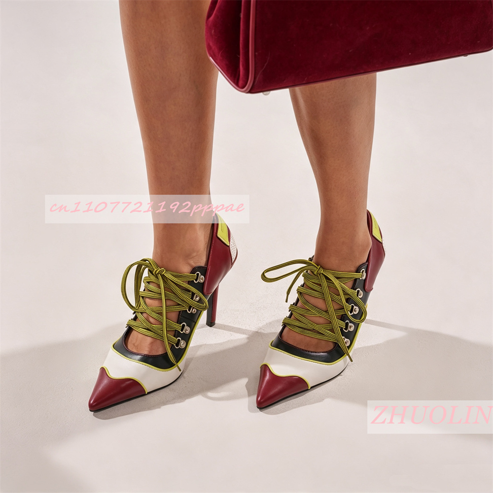 Vintage Fashion Online - Women Lace Up Pumps Pointed Toe