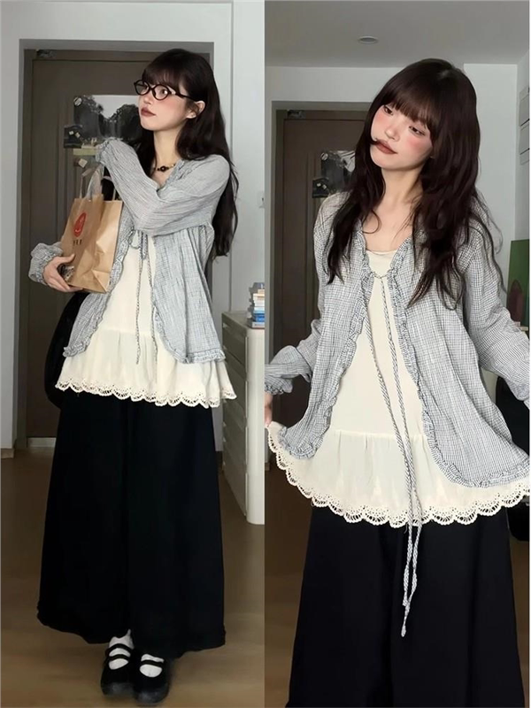 Vintage Fashion Plus Size - plus Size Vintage Plaid Ruffle Lace