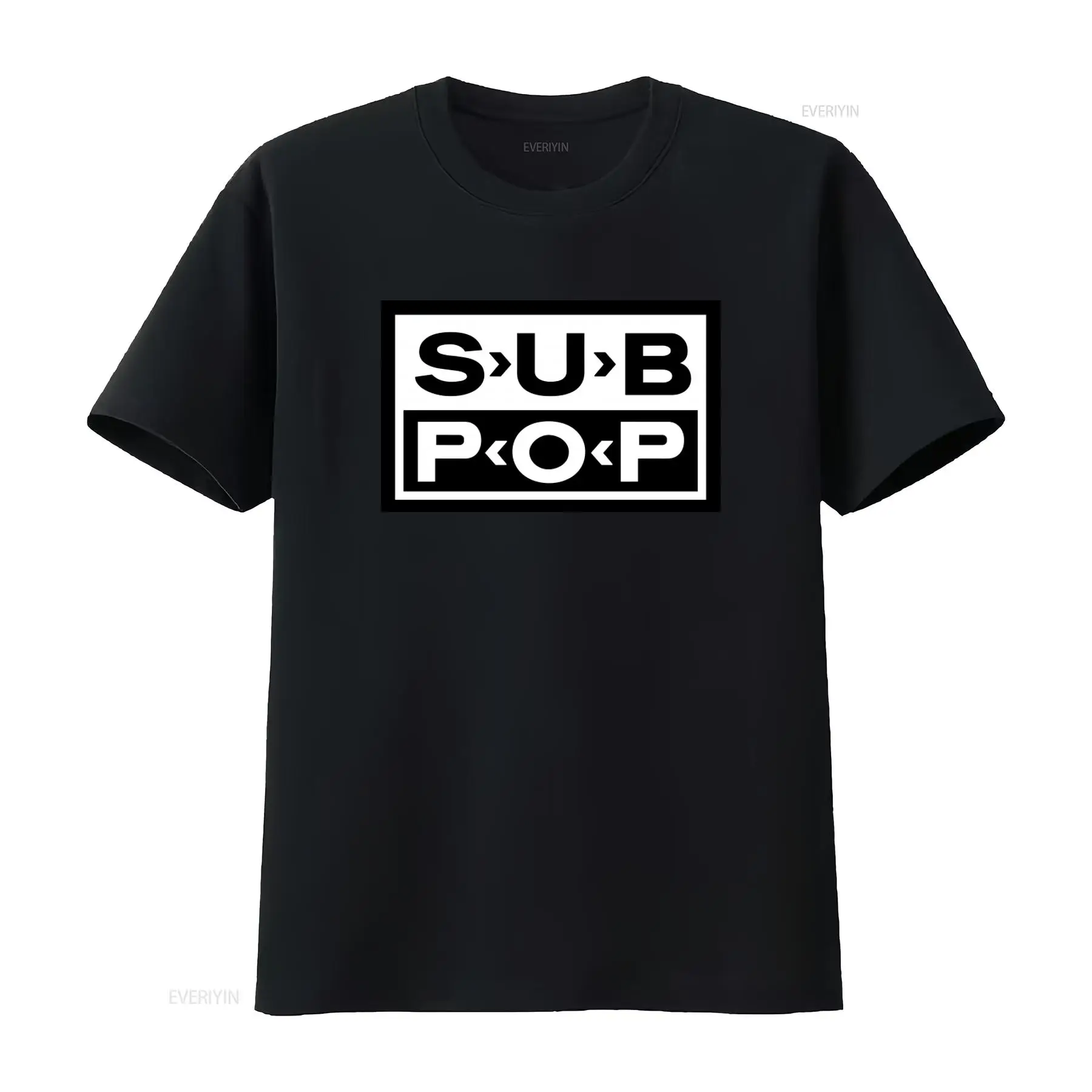 Sub Pop Logo T Shirt Black wit - Vintage Fashion Style Men 评论和价格