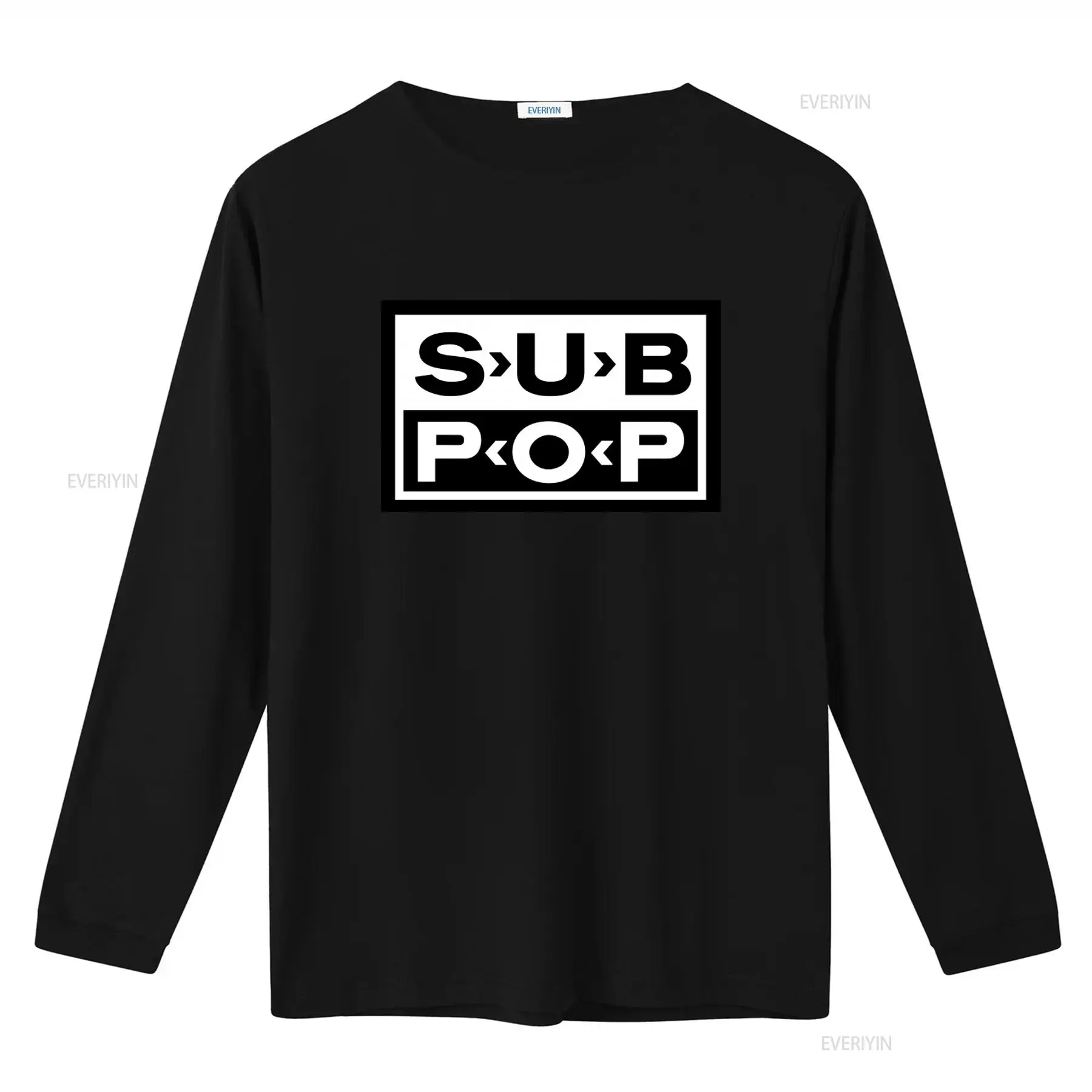 Sub Pop Logo T Shirt Black wit - Vintage Fashion Style Men 评论和价格