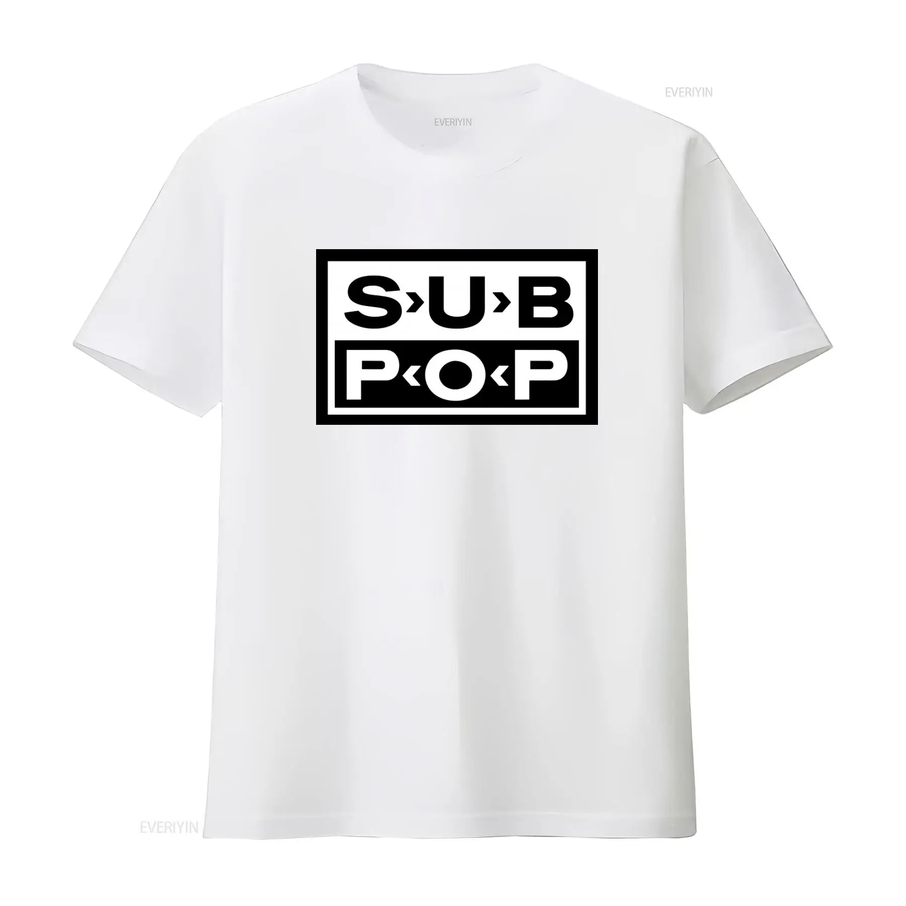 Sub Pop Logo T Shirt Black wit - Vintage Fashion Style Men 评论和价格
