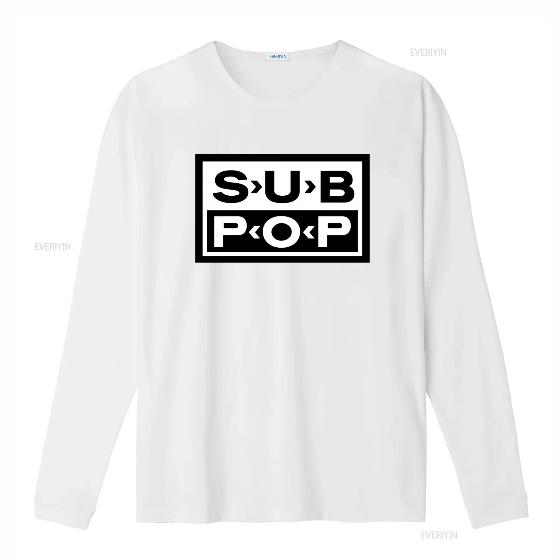 Sub Pop Logo T Shirt Black wit - Vintage Fashion Style Men 评论和价格