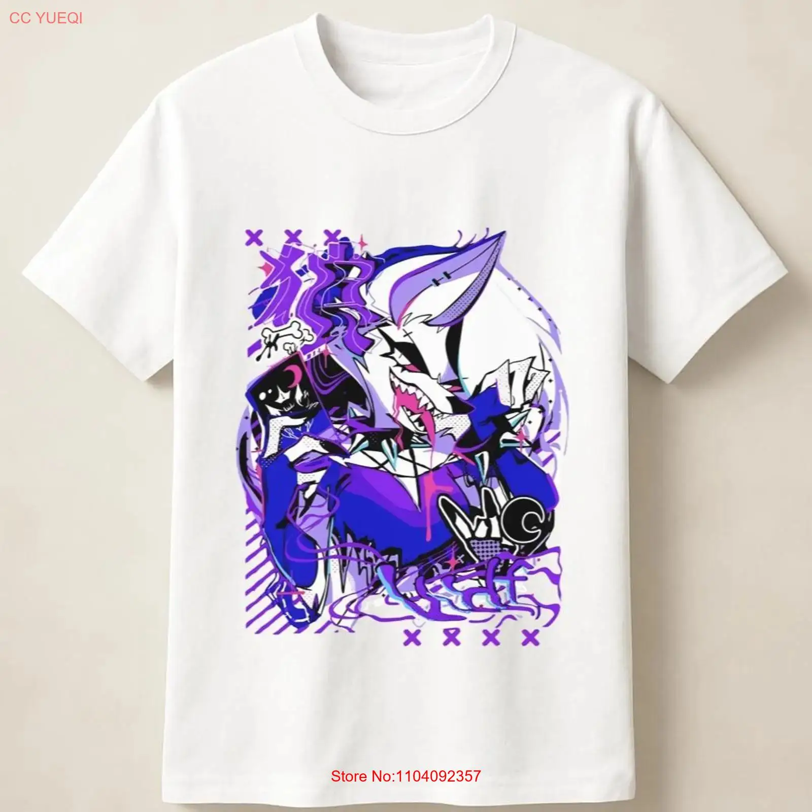 Purple Anime Wolf in Graffiti  - Vintage Fashion Style Men 评论和价格