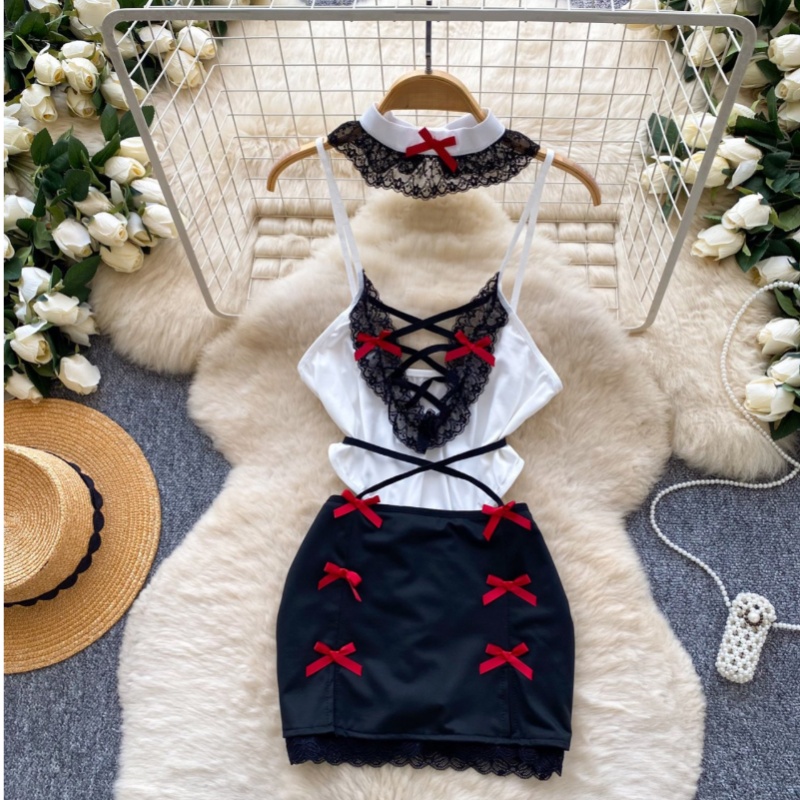 Women 2 Piece Sets Hollow Back - Vintage Fashion Fabrics 评论和价格