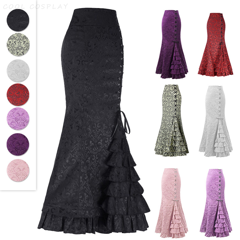 Long Skirts Women Punk Fish Ta - Vintage Fashion Fabrics 评论和价格