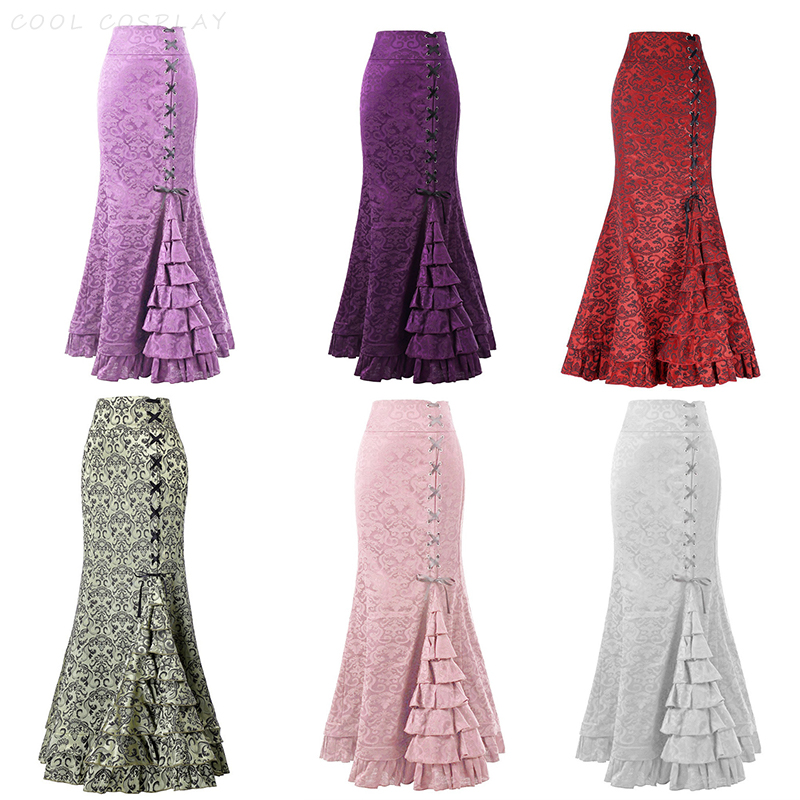 Long Skirts Women Punk Fish Ta - Vintage Fashion Fabrics 评论和价格