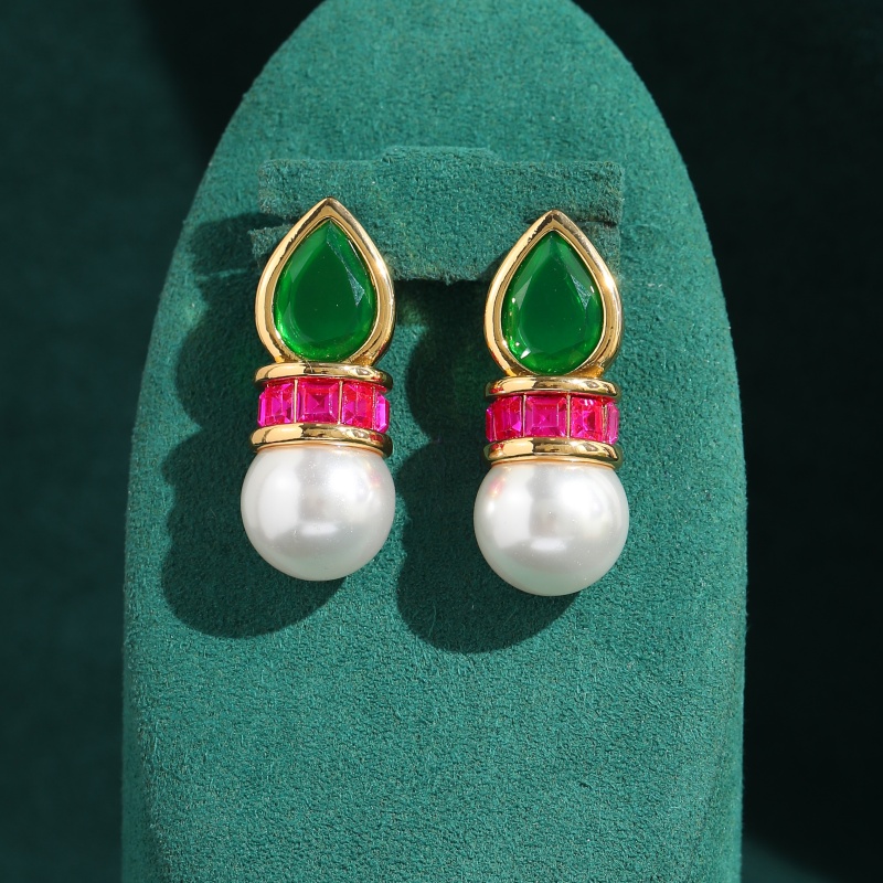 Vintage Green Glass Pink Zirco - Vintage Fashion Jewelry Brands 评论和价格