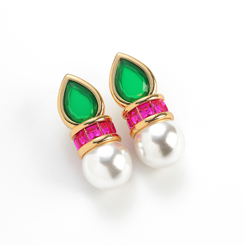 Vintage Green Glass Pink Zirco - Vintage Fashion Jewelry Brands 评论和价格
