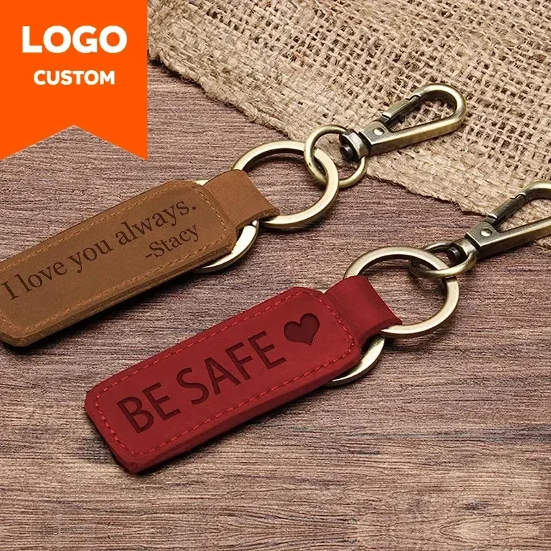 Laser Custom Logo Leather Keyc - Vintage Fashion Rings 评论和价格