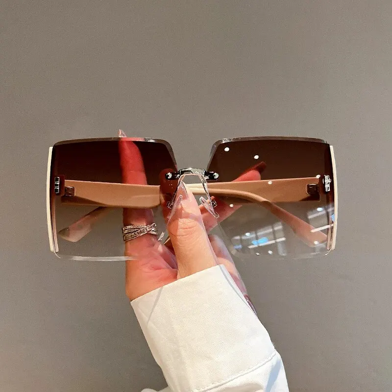 New Square Frameless Retro Sun - Vintage Fashion Glasses 评论和价格