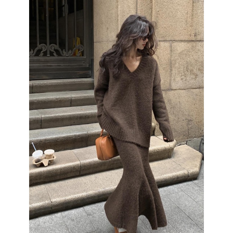 Knitted Sweater Set Skirt Wome - Vintage Fashion Fabrics 评论和价格