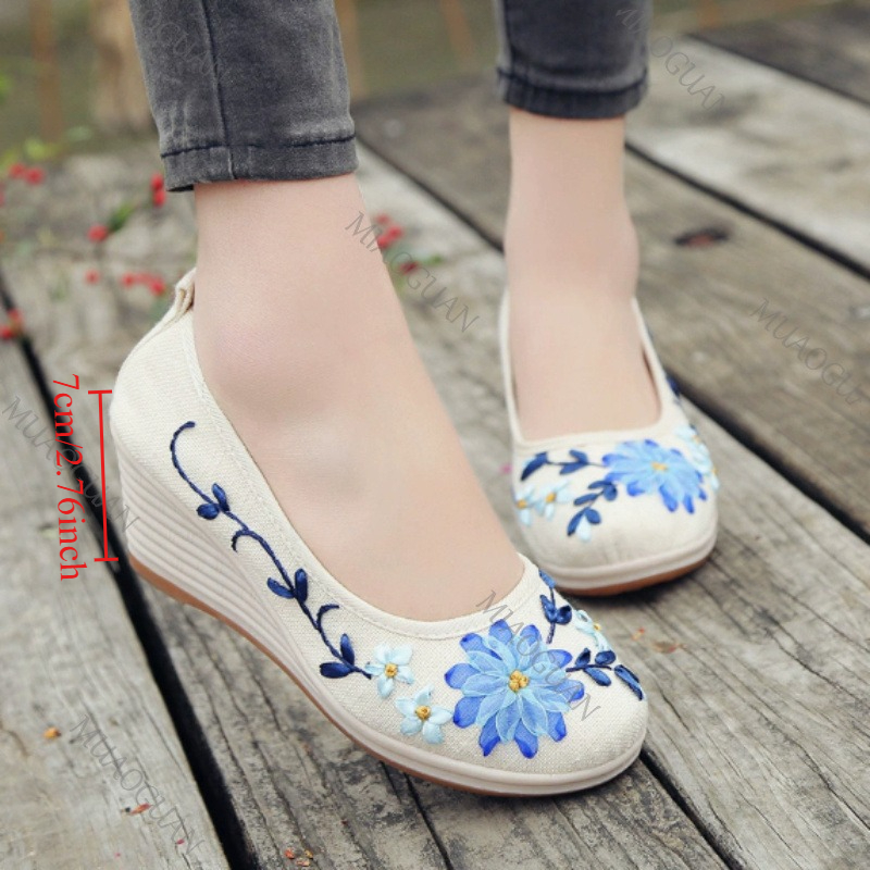 Embroidered Women Comfort Wedg - Vintage Fashion Female 评论和价格