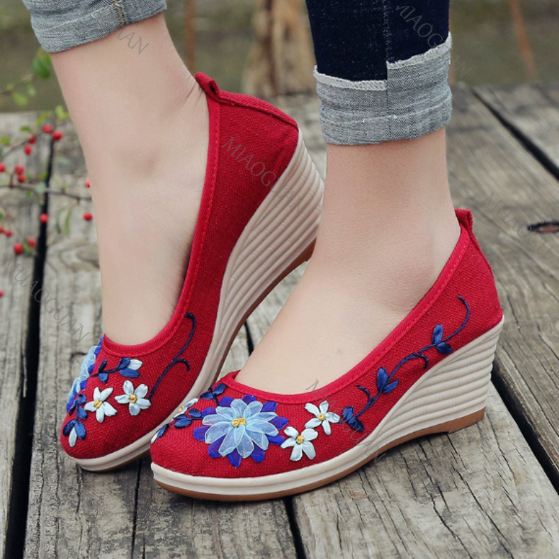 Embroidered Women Comfort Wedg - Vintage Fashion Female 评论和价格
