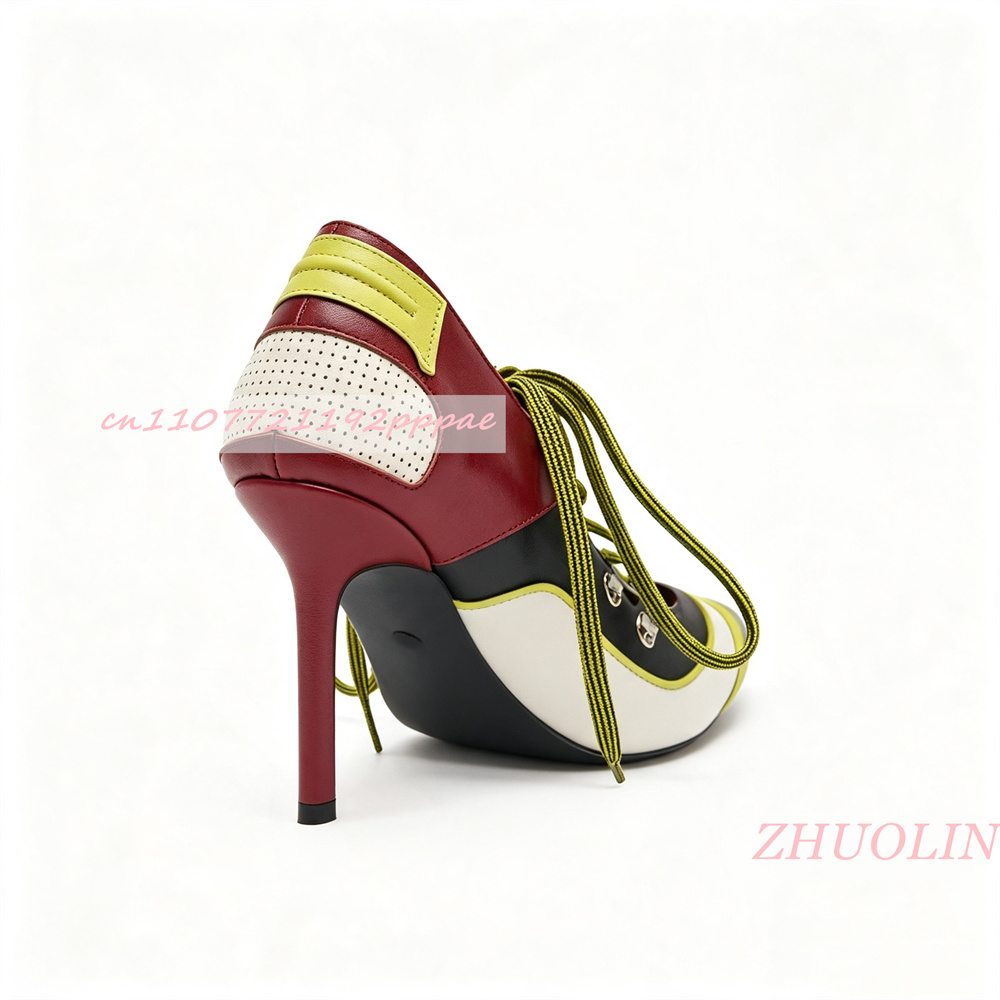 Women Lace Up Pumps Pointed To - Vintage Fashion Online 评论和价格