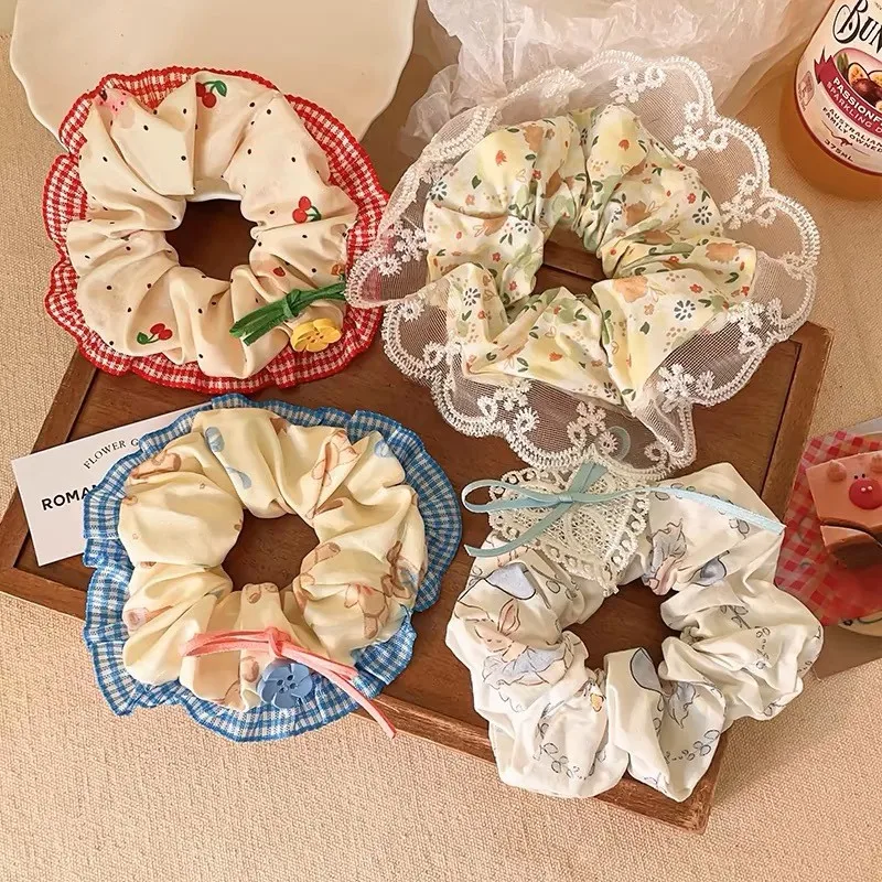 Lace Check Bow Hair Ring Femal - Vintage Fashion Rings 评论和价格