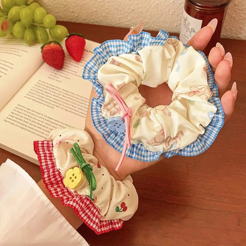 Lace Check Bow Hair Ring Femal - Vintage Fashion Rings 评论和价格