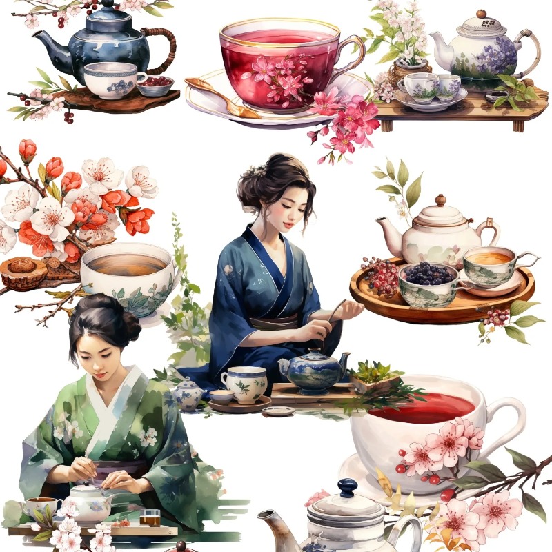 Cute Watercolor Tea Ceremony,  - Vintage Fashion Magazines 评论和价格