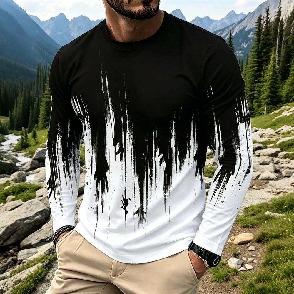 Men's Gradient Ink Splash Long - Vintage Fashion For Mens 评论和价格